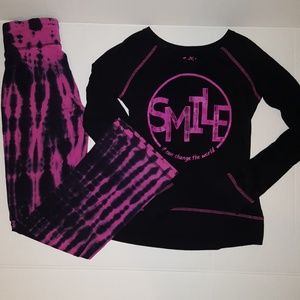 Set of Justice Shirt & Tie-Dye Yoga Pants